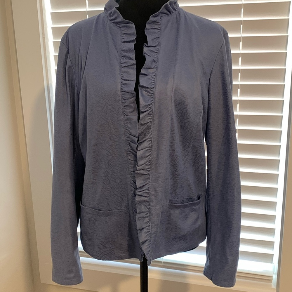 Chico’s lined polyester snake print violet jacket